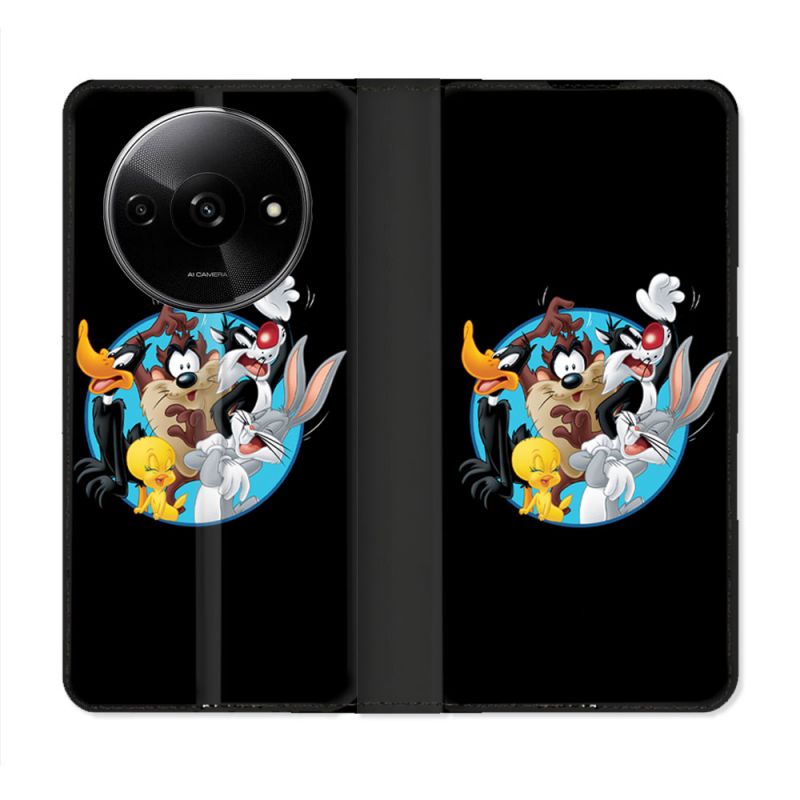 Housse cuir portefeuille Pour Xiaomi Redmi A3 Looney Tunes