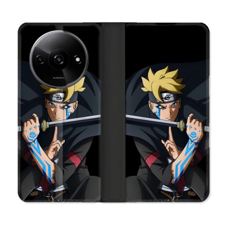 Housse cuir portefeuille Pour Xiaomi Redmi A3 Manga Boruto Tatouage
