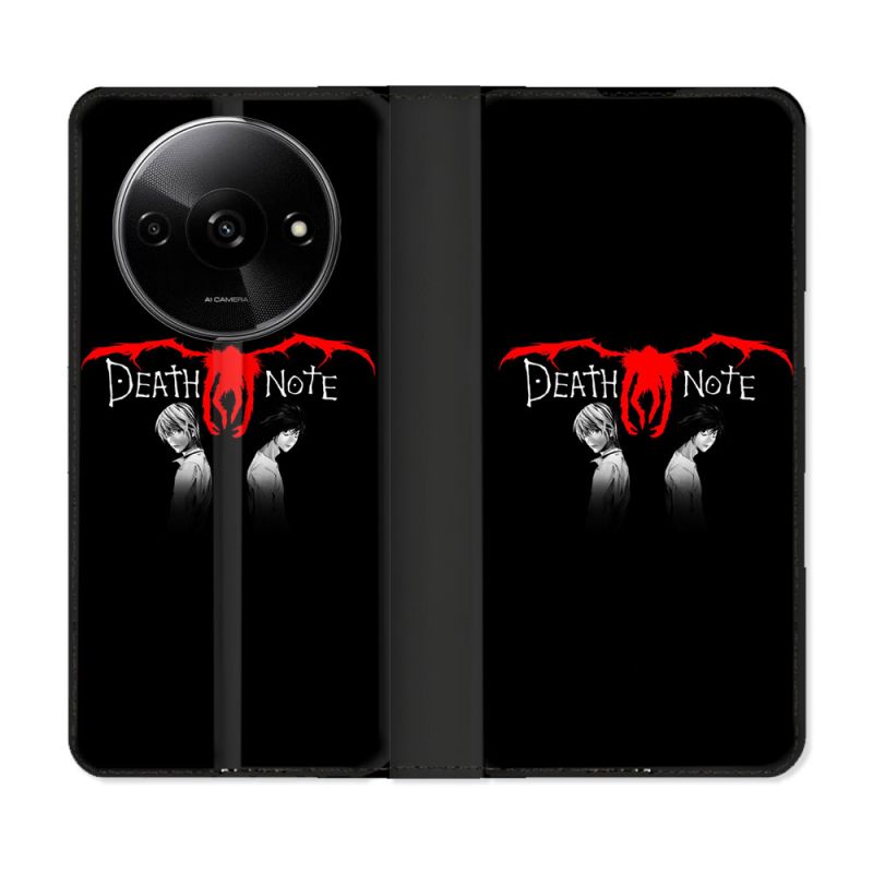 Housse cuir portefeuille Pour Xiaomi Redmi A3 Manga Death Note Noir