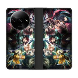 Housse cuir portefeuille Pour Xiaomi Redmi A3 Manga Demon Slayer Groupe