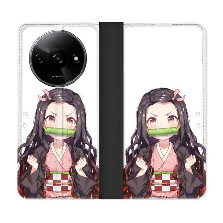 Housse cuir portefeuille Pour Xiaomi Redmi A3 Manga Demon Slayer Nezuko