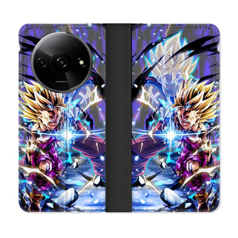 Housse cuir portefeuille Pour Xiaomi Redmi A3 Manga Dragon Ball Sangohan Duo