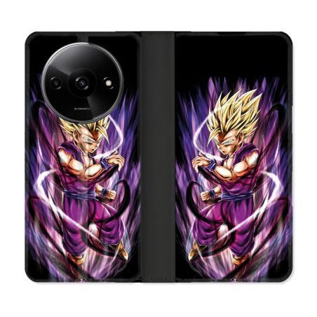 Housse cuir portefeuille Pour Xiaomi Redmi A3 Manga Dragon Ball Sangohan Violet