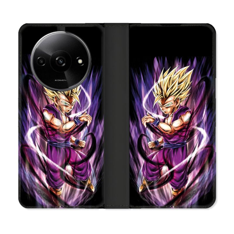 Housse cuir portefeuille Pour Xiaomi Redmi A3 Manga Dragon Ball Sangohan Violet