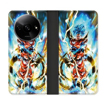 Housse cuir portefeuille Pour Xiaomi Redmi A3 Manga Dragon Ball Sangoku Blanc
