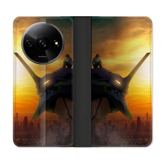 Housse cuir portefeuille Pour Xiaomi Redmi A3 Manga Evangelion