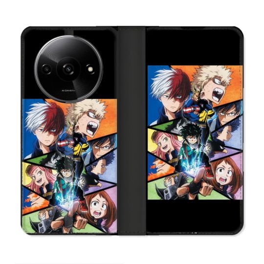 Housse cuir portefeuille Pour Xiaomi Redmi A3 Manga My Hero Academia Noir