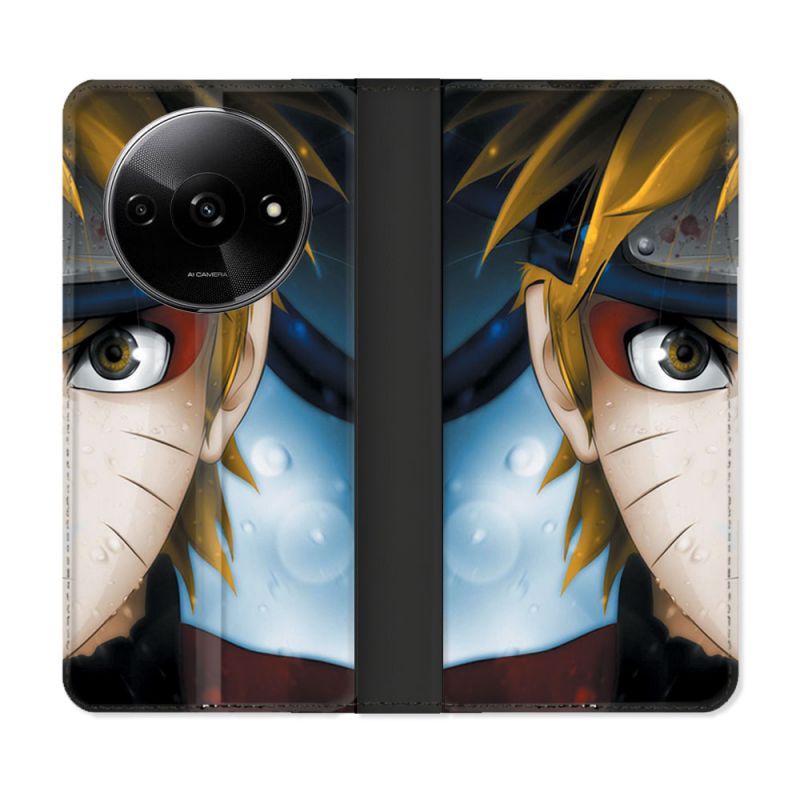 Housse cuir portefeuille Pour Xiaomi Redmi A3 Manga Naruto Blanc