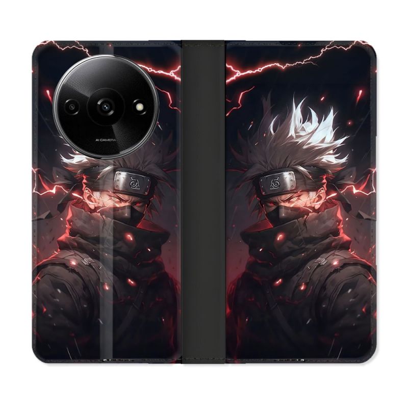 Housse cuir portefeuille Pour Xiaomi Redmi A3 Manga Naruto Kakashi Dark