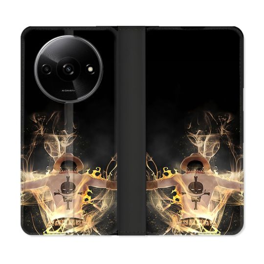 Housse cuir portefeuille Pour Xiaomi Redmi A3 Manga One Piece Ace Noir