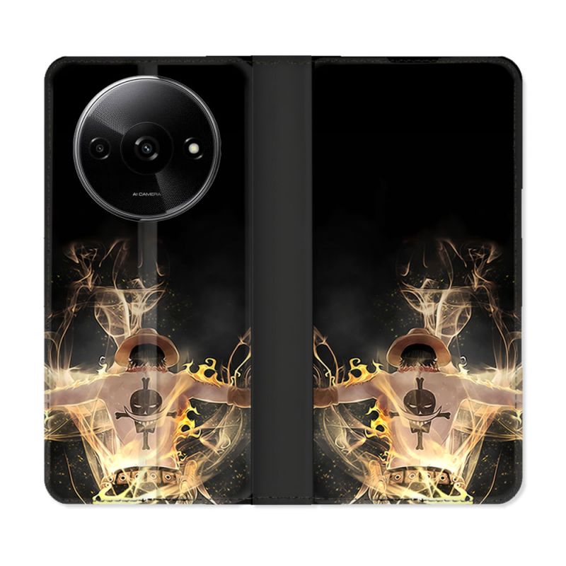 Housse cuir portefeuille Pour Xiaomi Redmi A3 Manga One Piece Ace Noir