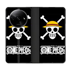 Housse cuir portefeuille Pour Xiaomi Redmi A3 Manga One Piece Tete de Mort