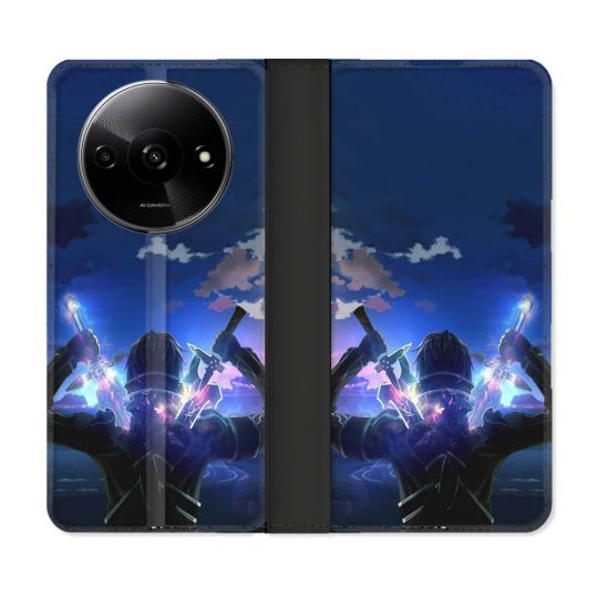 Housse cuir portefeuille Pour Xiaomi Redmi A3 Manga SAO sword Art Online Epee