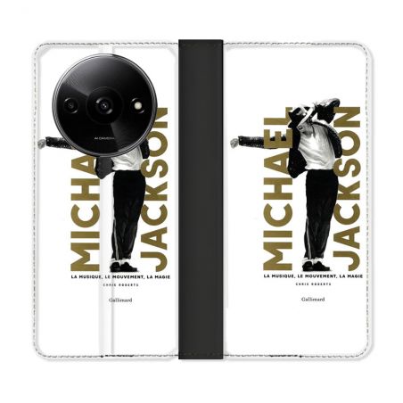 Housse cuir portefeuille Pour Xiaomi Redmi A3 Michael Jackson Blanc