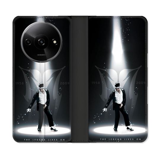 Housse cuir portefeuille Pour Xiaomi Redmi A3 Michael Jackson Noir