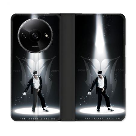 Housse cuir portefeuille Pour Xiaomi Redmi A3 Michael Jackson Noir