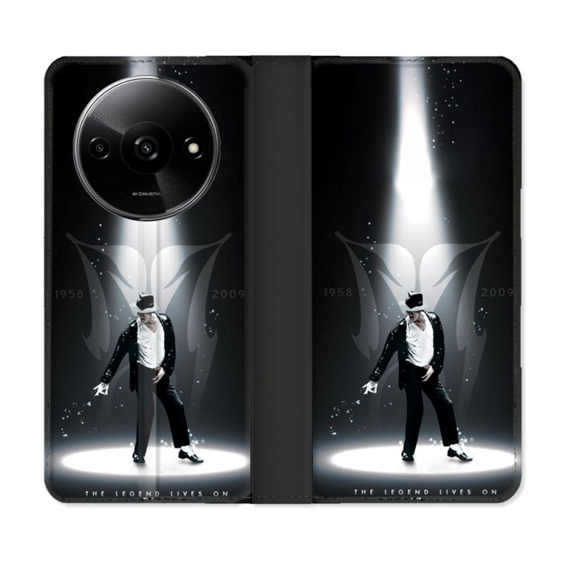 Housse cuir portefeuille Pour Xiaomi Redmi A3 Michael Jackson Noir