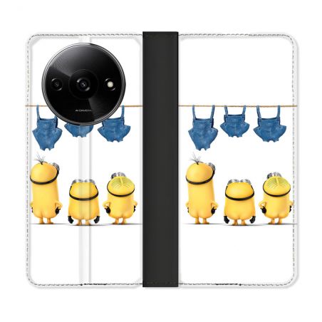 Housse cuir portefeuille Pour Xiaomi Redmi A3 Minions Nus
