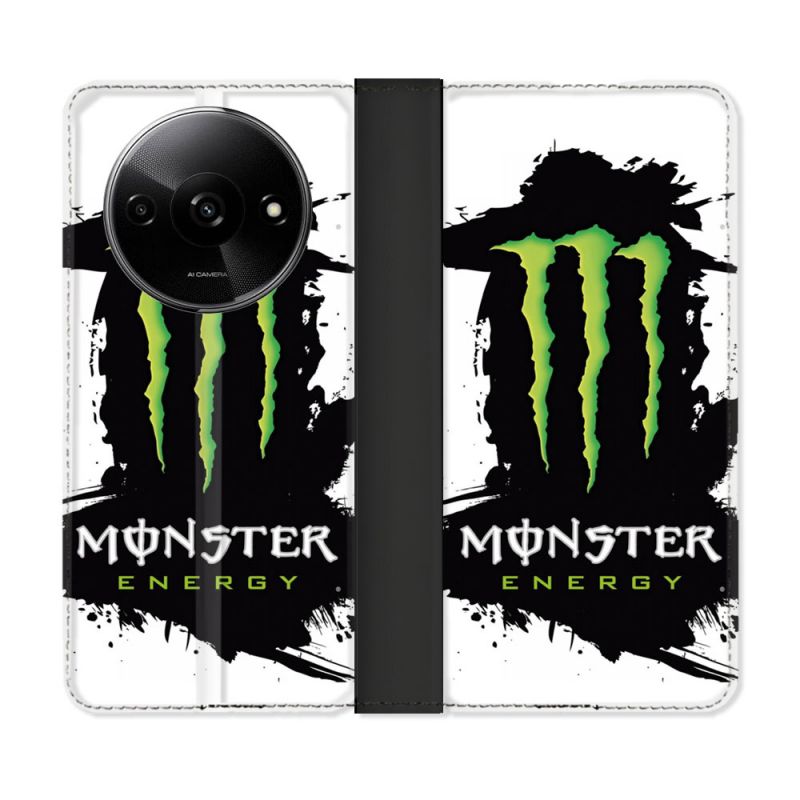 Housse cuir portefeuille Pour Xiaomi Redmi A3 Monster Energy Tache