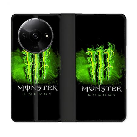 Housse cuir portefeuille Pour Xiaomi Redmi A3 Monster Energy Vert