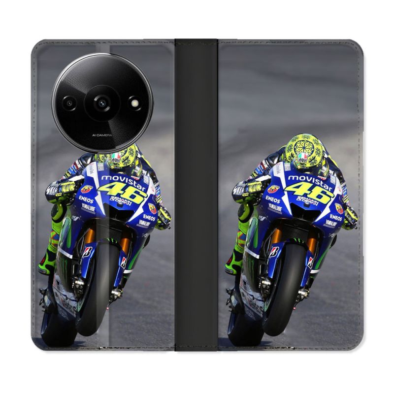 Housse cuir portefeuille Pour Xiaomi Redmi A3 Moto Course GP Wheeling 46