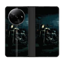 Housse cuir portefeuille Pour Xiaomi Redmi A3 Moto Harley Vintage