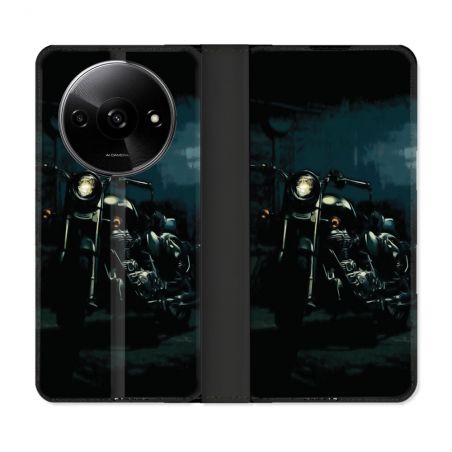 Housse cuir portefeuille Pour Xiaomi Redmi A3 Moto Harley Vintage