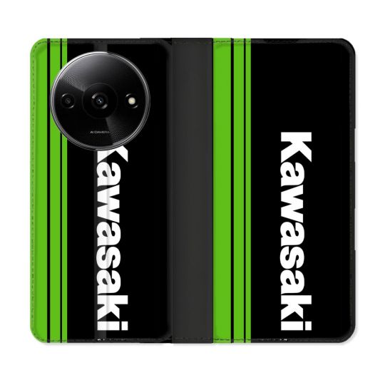 Housse cuir portefeuille Pour Xiaomi Redmi A3 Moto Kawasaki