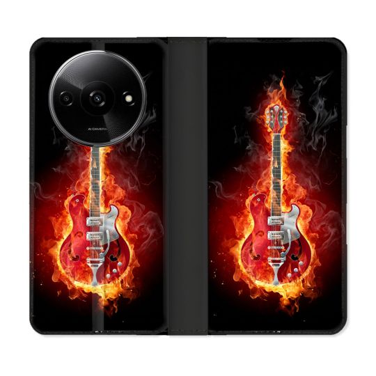 Housse cuir portefeuille Pour Xiaomi Redmi A3 Musique Guitare Electrique