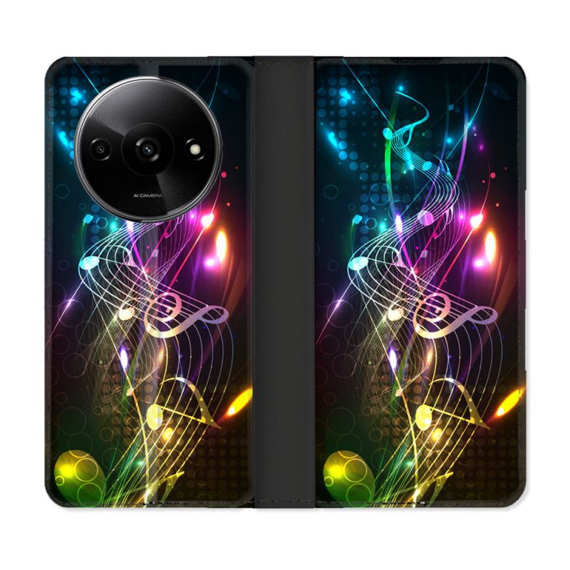 Housse cuir portefeuille Pour Xiaomi Redmi A3 Musique Partition Multicolore