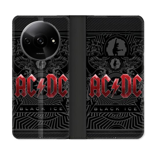Housse cuir portefeuille Pour Xiaomi Redmi A3 Musique Rock ACDC Rouge