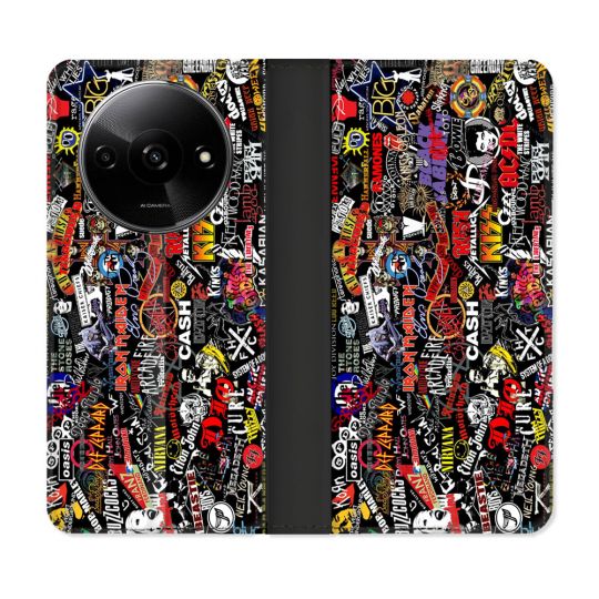 Housse cuir portefeuille Pour Xiaomi Redmi A3 Musique Rock Groupe