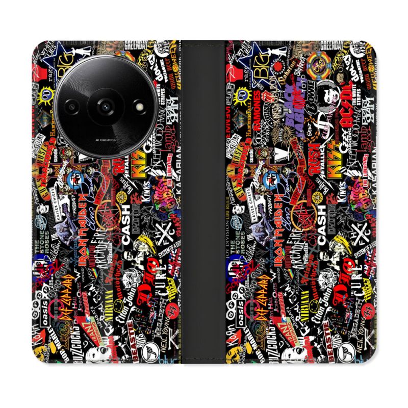 Housse cuir portefeuille Pour Xiaomi Redmi A3 Musique Rock Groupe