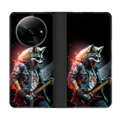 Housse cuir portefeuille Pour Xiaomi Redmi A3 Musique Rock Loup