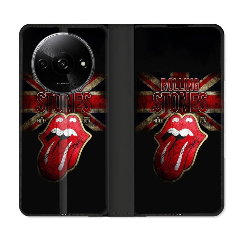 Housse cuir portefeuille Pour Xiaomi Redmi A3 Musique Rolling Stones