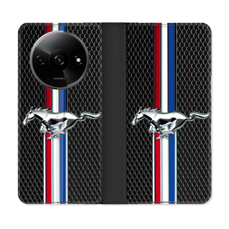 Housse cuir portefeuille Pour Xiaomi Redmi A3 Mustang