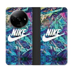 Housse cuir portefeuille Pour Xiaomi Redmi A3 Nike Turquoise