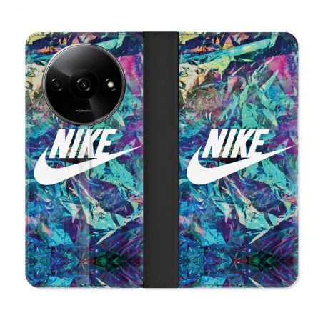 Housse cuir portefeuille Pour Xiaomi Redmi A3 Nike Turquoise