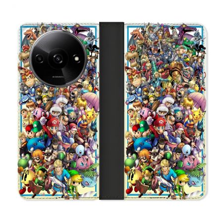 Housse cuir portefeuille Pour Xiaomi Redmi A3 Nintendo