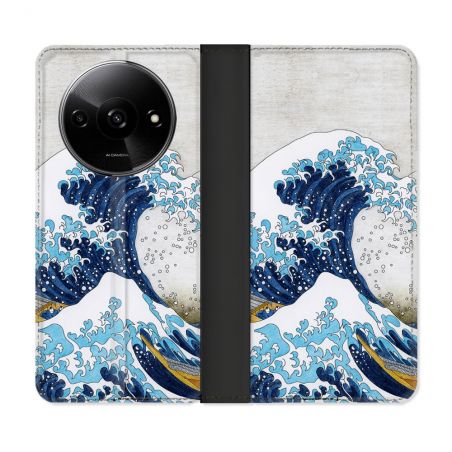 Housse cuir portefeuille Pour Xiaomi Redmi A3 Peinture La Grande Vague