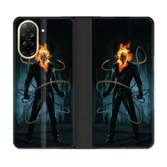 Housse cuir portefeuille Pour Xiaomi Redmi A5 Ghost Rider