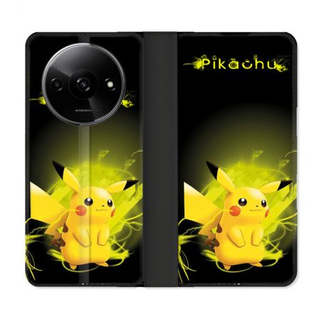Housse cuir portefeuille Pour Xiaomi Redmi A3 Pokemon Pikachu Eclair