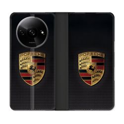 Housse cuir portefeuille Pour Xiaomi Redmi A3 Porsche Carbone