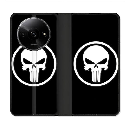 Housse cuir portefeuille Pour Xiaomi Redmi A3 Punisher