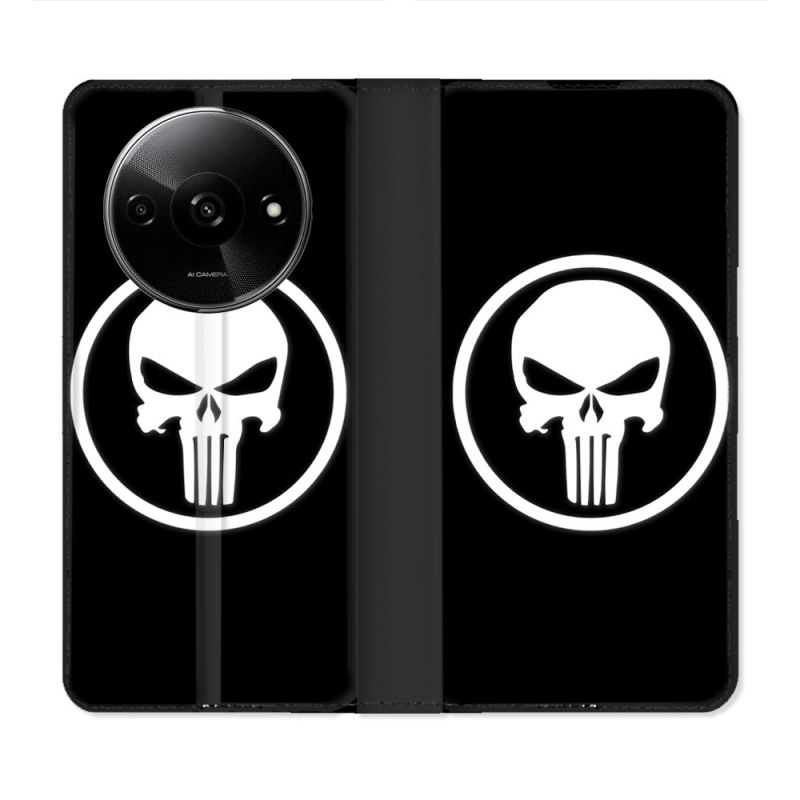 Housse cuir portefeuille Pour Xiaomi Redmi A3 Punisher