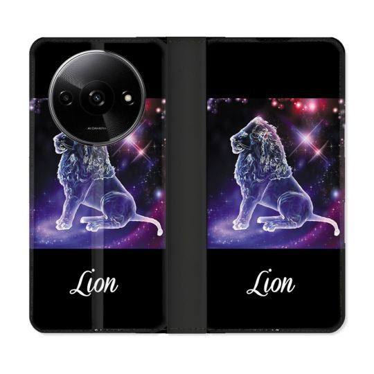 Housse cuir portefeuille Pour Xiaomi Redmi A3 Signe Zodiaque 2 Lion