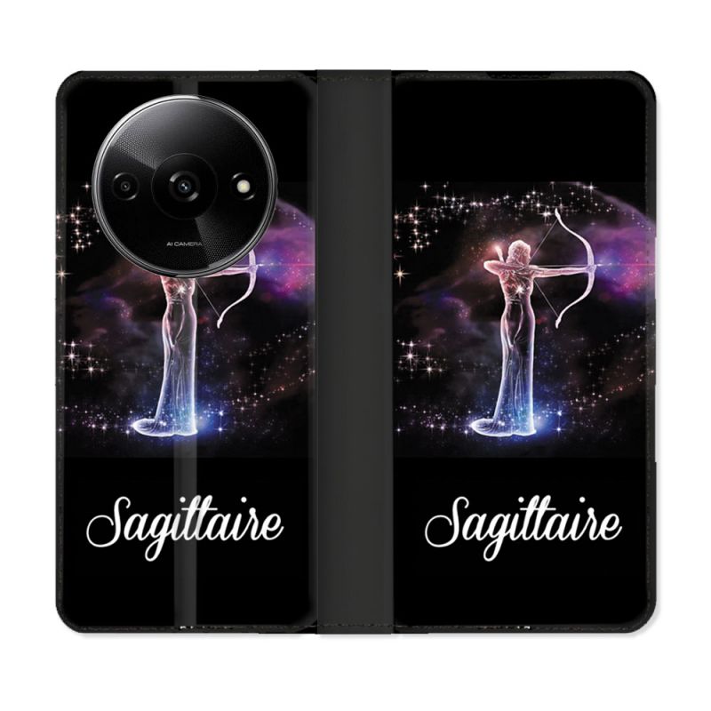 Housse cuir portefeuille Pour Xiaomi Redmi A3 Signe Zodiaque 2 Sagittaire