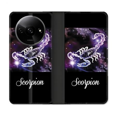 Housse cuir portefeuille Pour Xiaomi Redmi A3 Signe Zodiaque 2 Scorpion