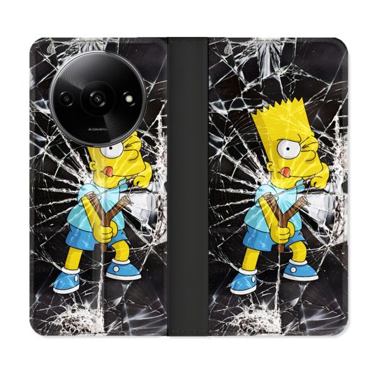 Housse cuir portefeuille Pour Xiaomi Redmi A3 Simpson Bart