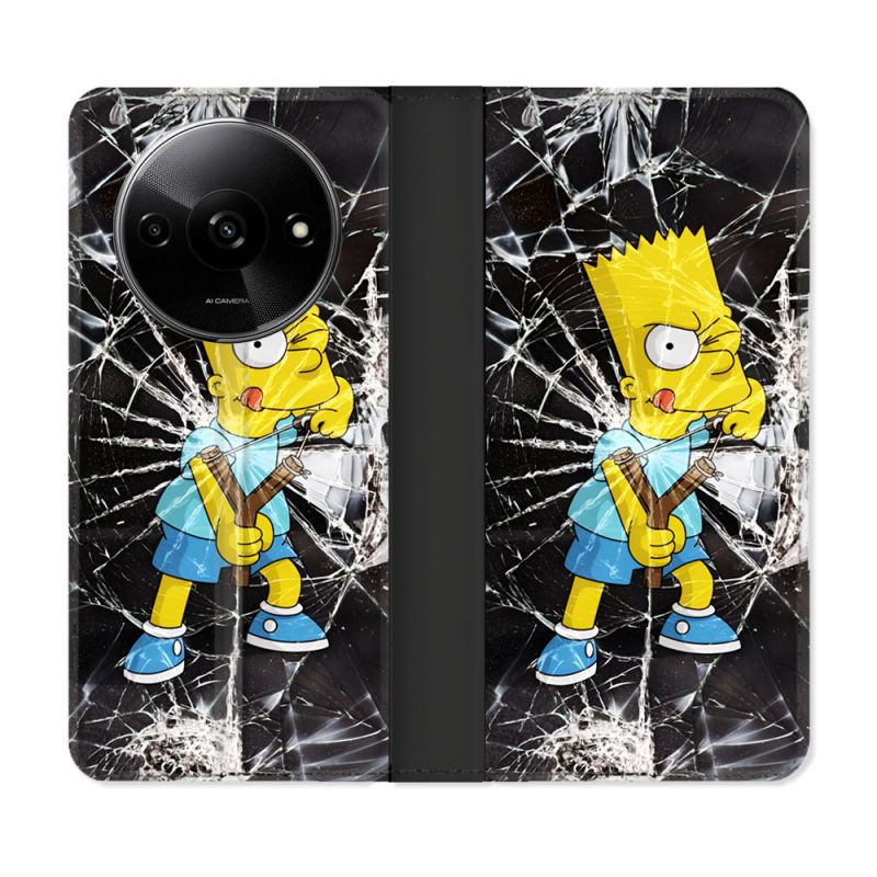 Housse cuir portefeuille Pour Xiaomi Redmi A3 Simpson Bart
